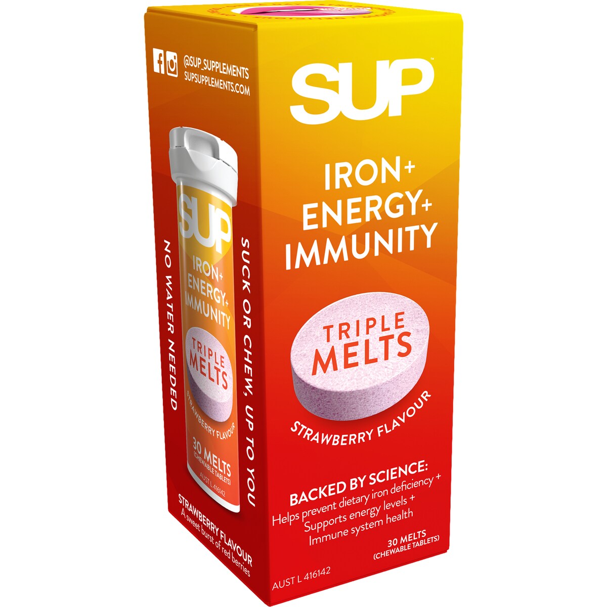 SUP Iron Energy Immunity Melts Strawberry 30 pack