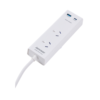 Jackson Portable Powerboard - 2 Outlet - 0.9m - PD 20W - White