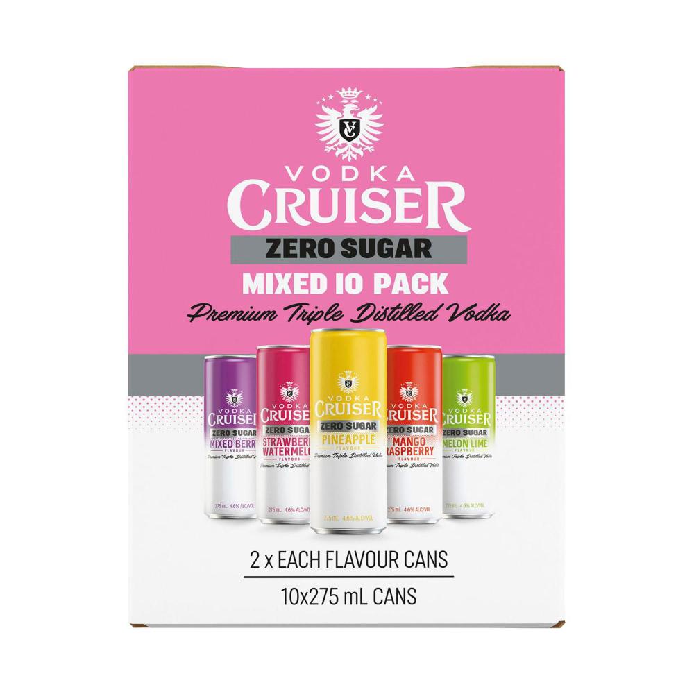Vodka Cruiser Sugar Free Mixed Pack Can 275ml - 10 Pack