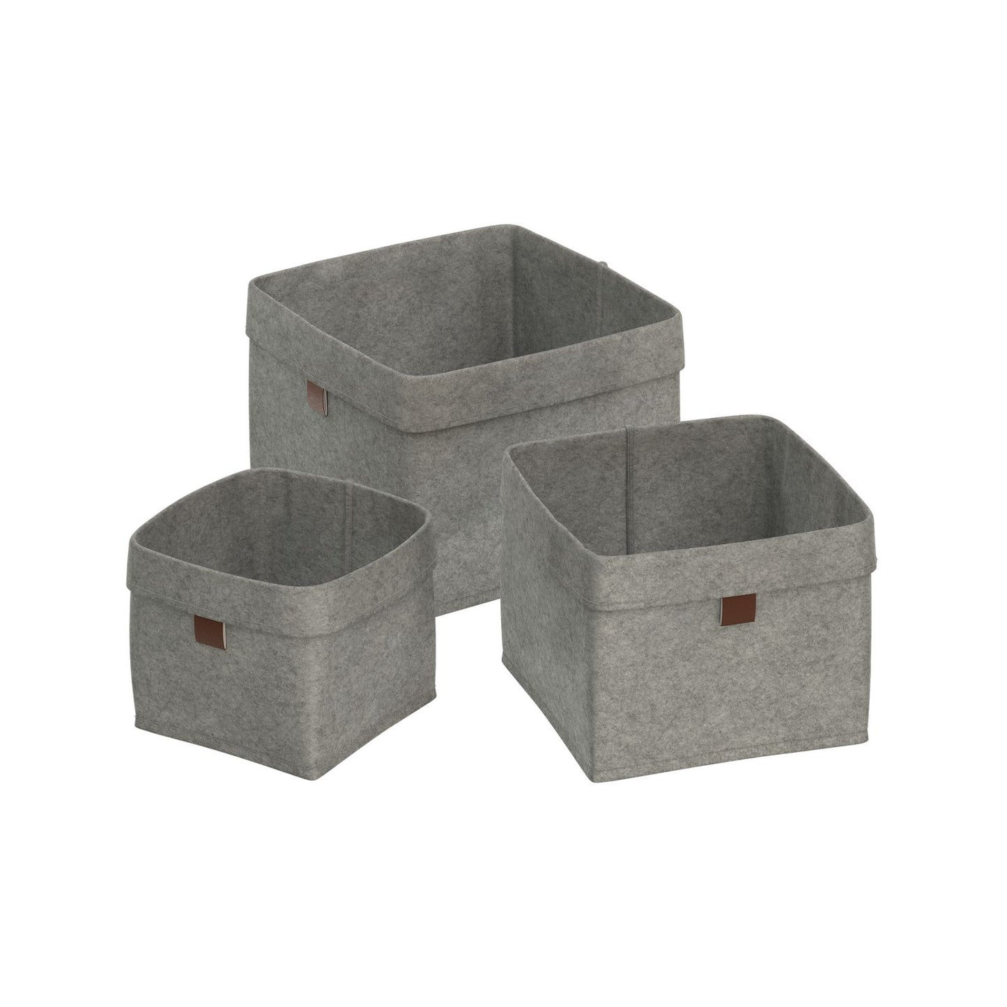 Flexi Storage Living Felt Baskets - Set of 3 - Light Grey - 210 x 160mm