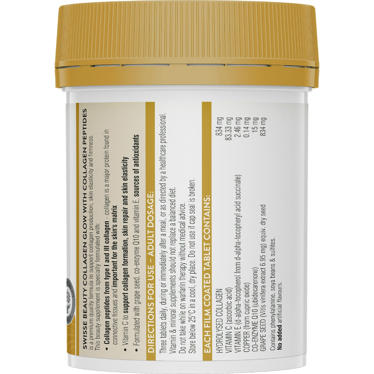Swisse Beauty Collagen Glow Peptides Tablets 120 Pack