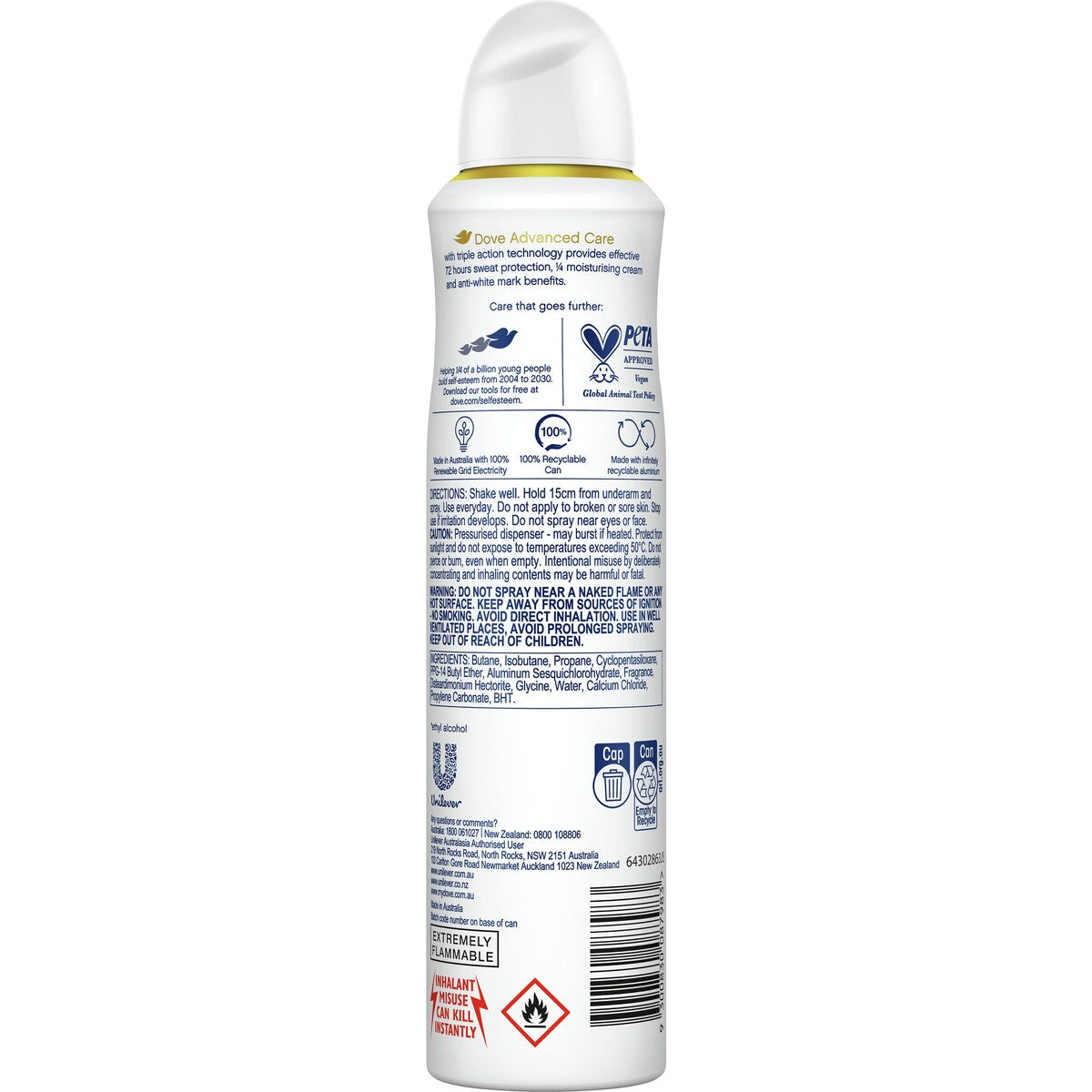 Dove Advanced Care Antiperspirant Deodorant Invisible Dry 72h 250 Ml