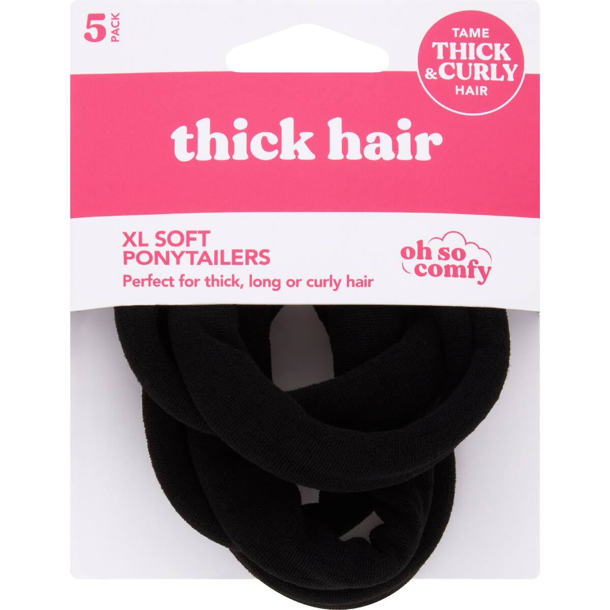 Thick Hair Soft Ponytailers Xl 5 Pack