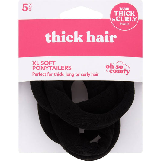 Thick Hair Soft Ponytailers Xl 5 Pack