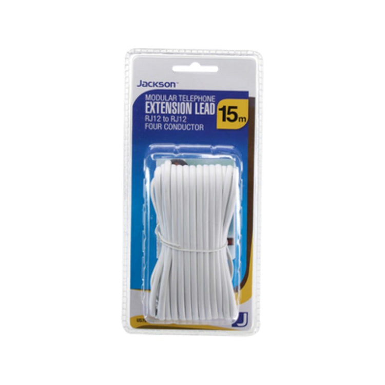 Jackson RJ12-RJ12 White Modular Telephone Extension Lead 15m