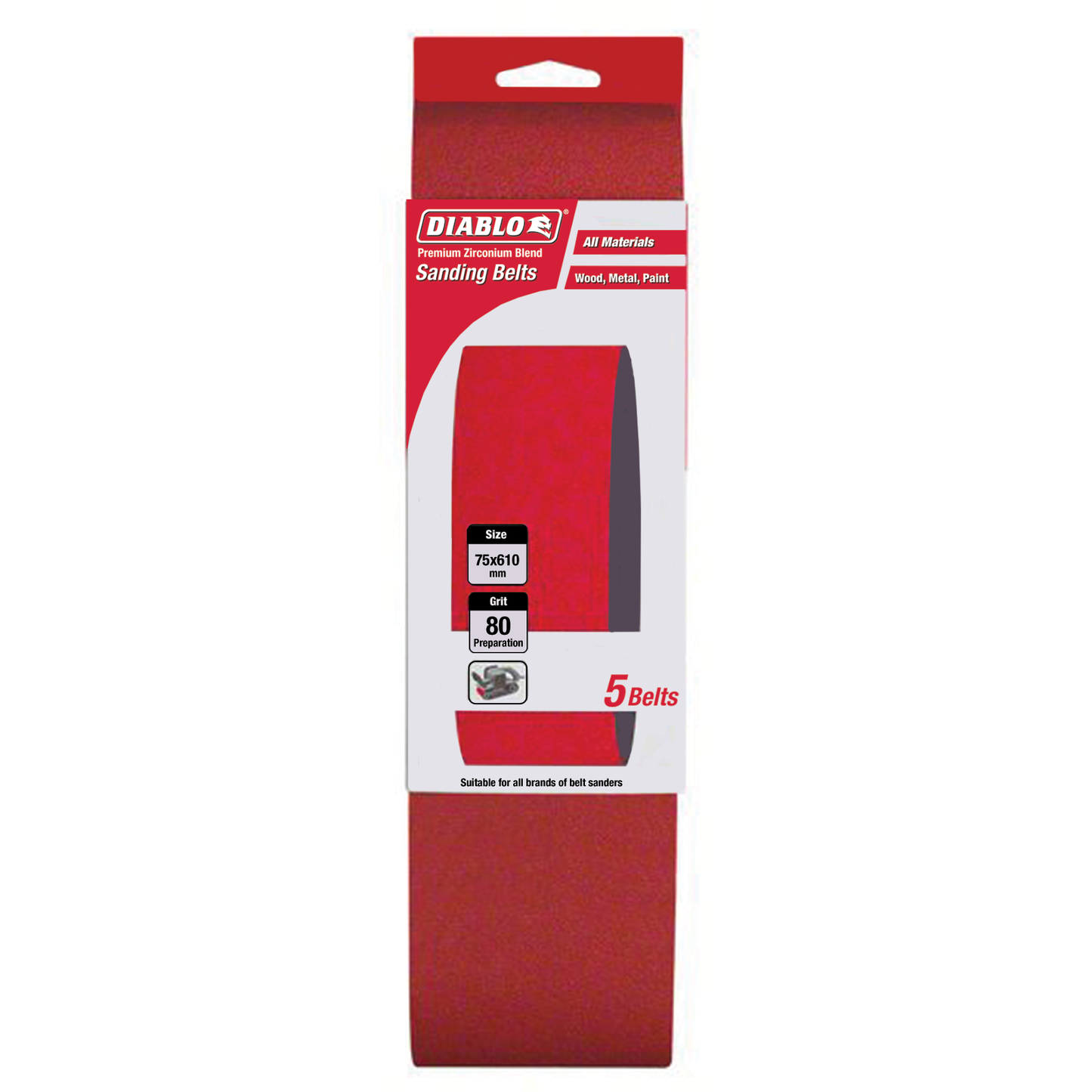 Diablo Abrasive Belt - 75 x 610mm - 80 Grit - 5 Pack