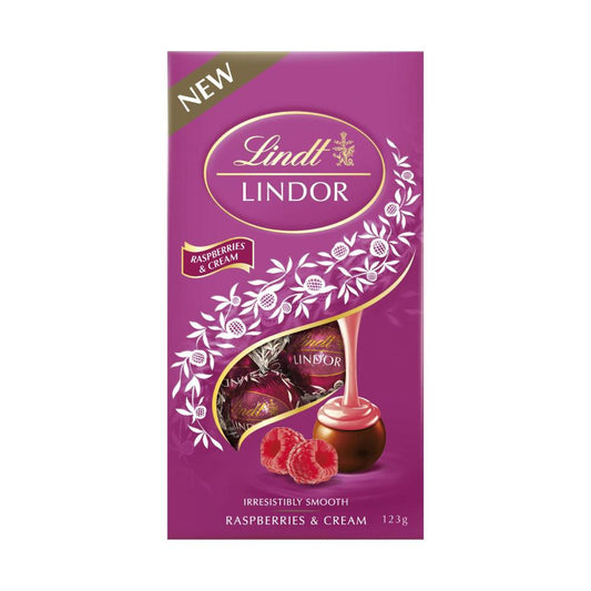 Lindt Lindor Raspberry & Cream Chocolate Bag - 123GRAM