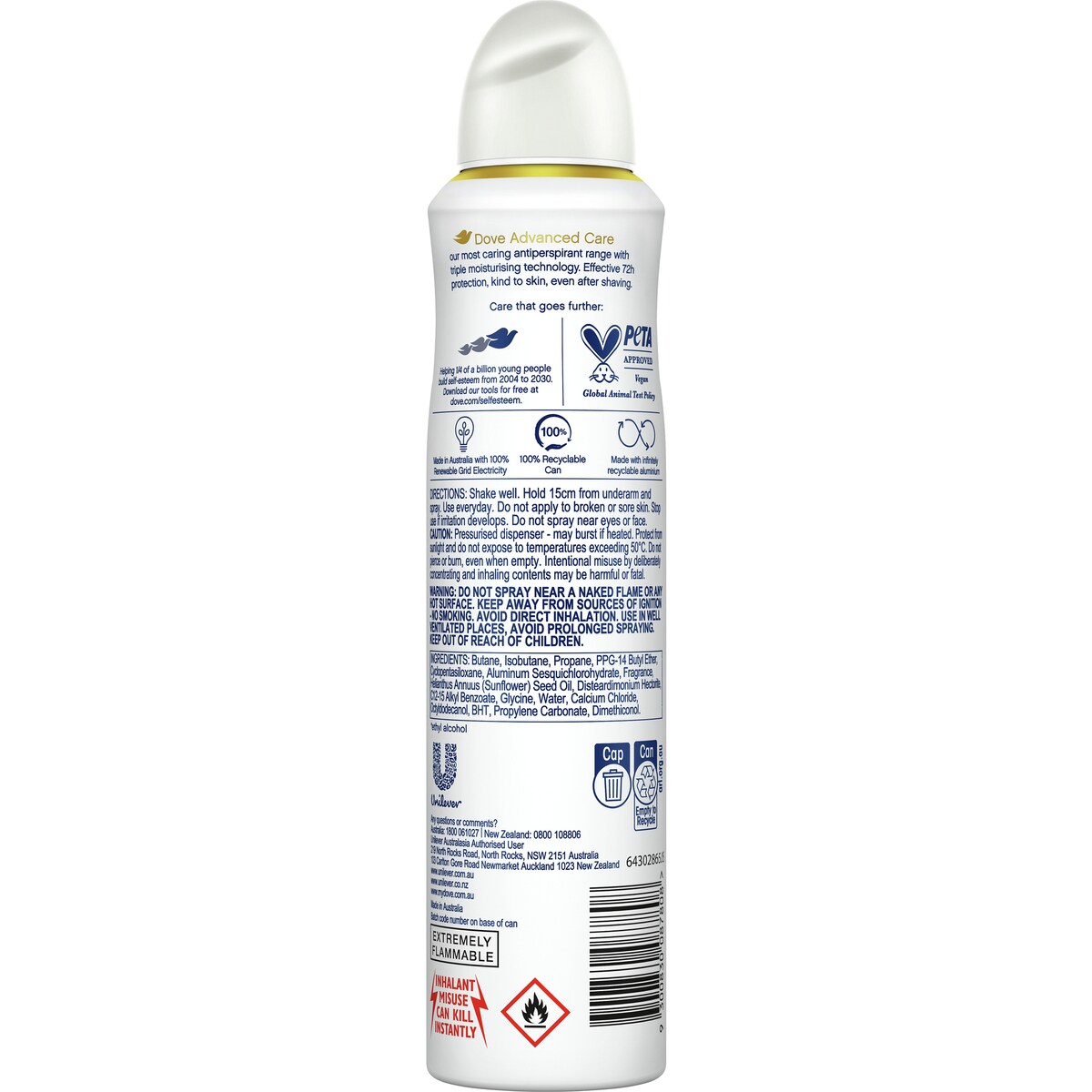 Dove Advanced Care Deodorant Coconut & Jasmine Flower 72h 250 Ml