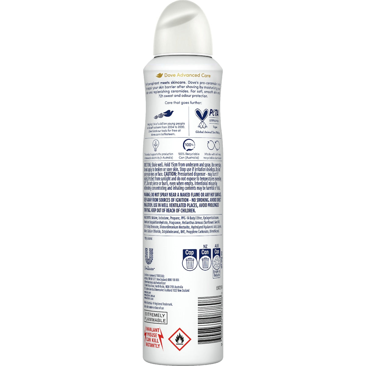 Dove Women Advanced 72hr Deodorant Aerosol Coconut 250ml