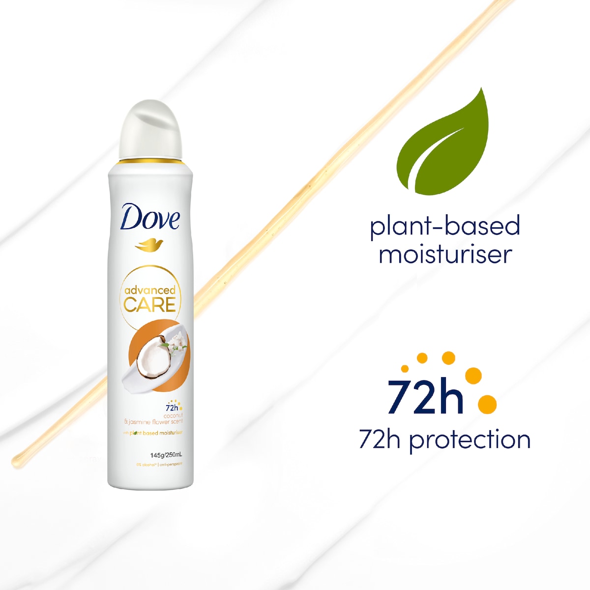 Dove Women Advanced 72hr Deodorant Aerosol Coconut 250ml