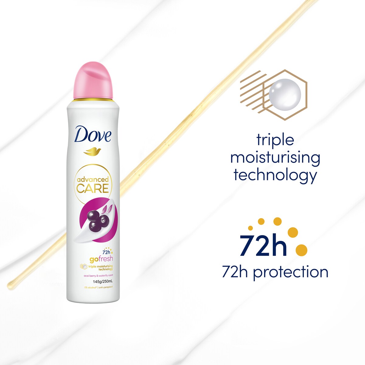 Dove Advanced Care Go Fresh Acai Berry & Waterlily Deodorant 250 Ml