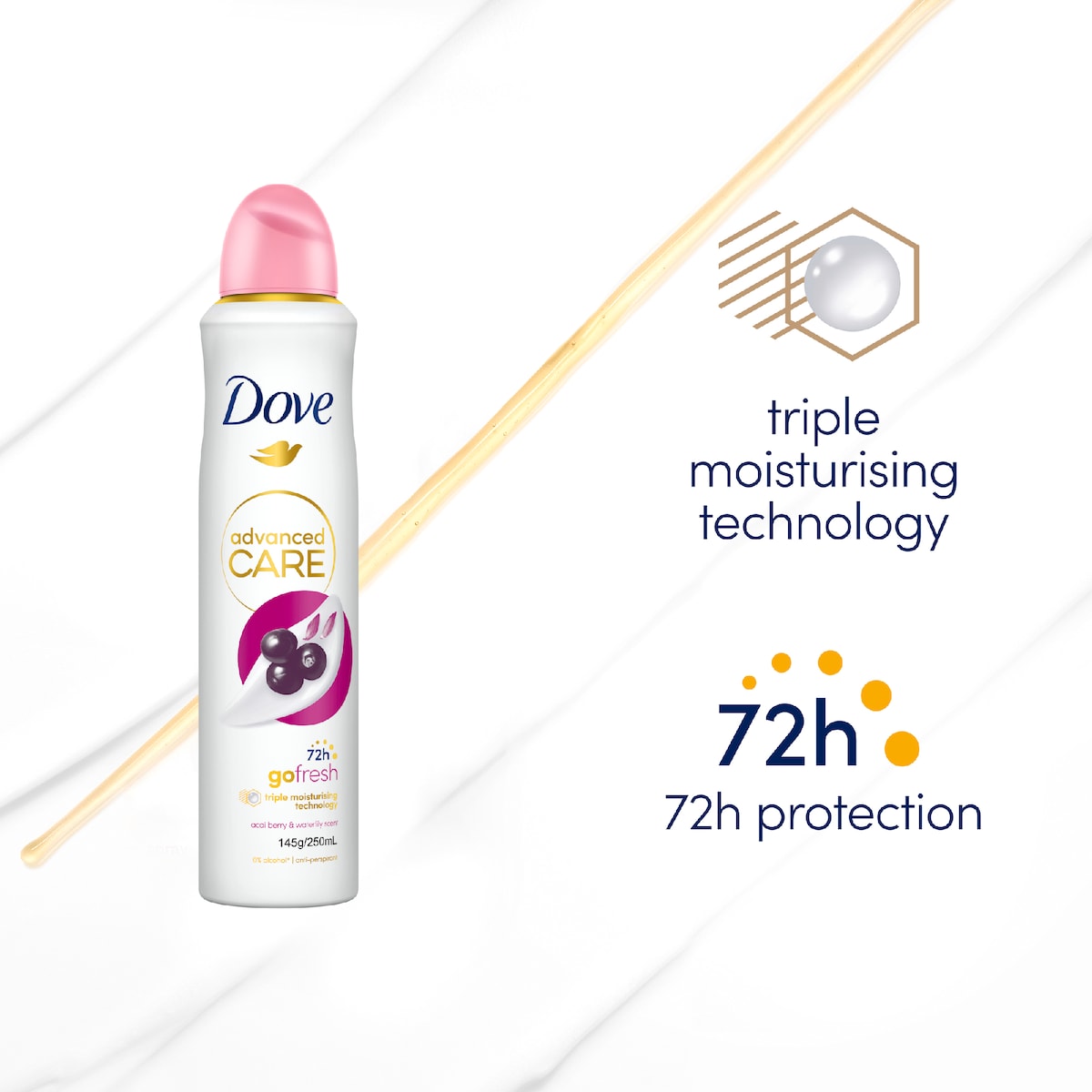 Dove Women Advanced 72hr Deodorant Aerosol Berry 250ml
