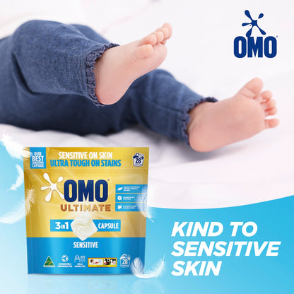 Omo Ultimate Sensitive Laundry Liquid Capsules Detergent 28 Pack