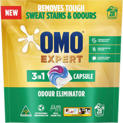 Omo Expert Odoureliminator Laundry Liquid Capsules Detergent 28 Pack