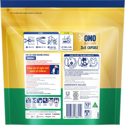 Omo Expert Odoureliminator Laundry Liquid Capsules Detergent 28 Pack