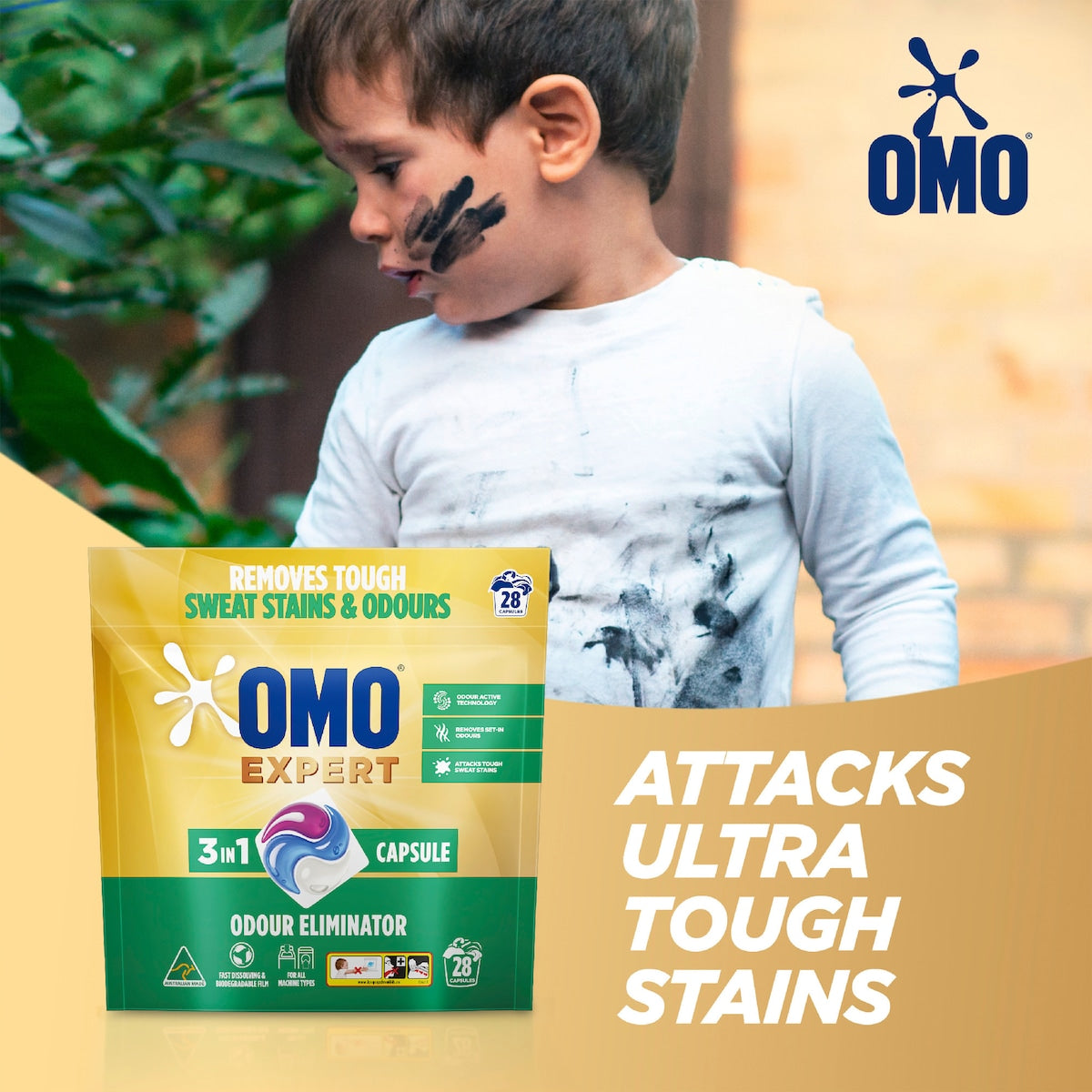 Omo Expert Odoureliminator Laundry Liquid Capsules Detergent 28 Pack