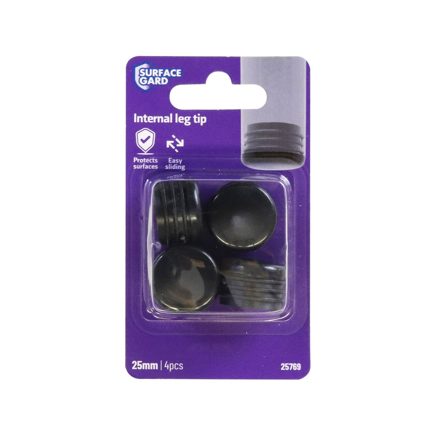 Surface Gard Chair Tip - 25mm - Black - 4 Pack
