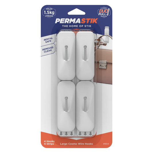 Permastik Large Cosmo Wire Hooks 4 Pack