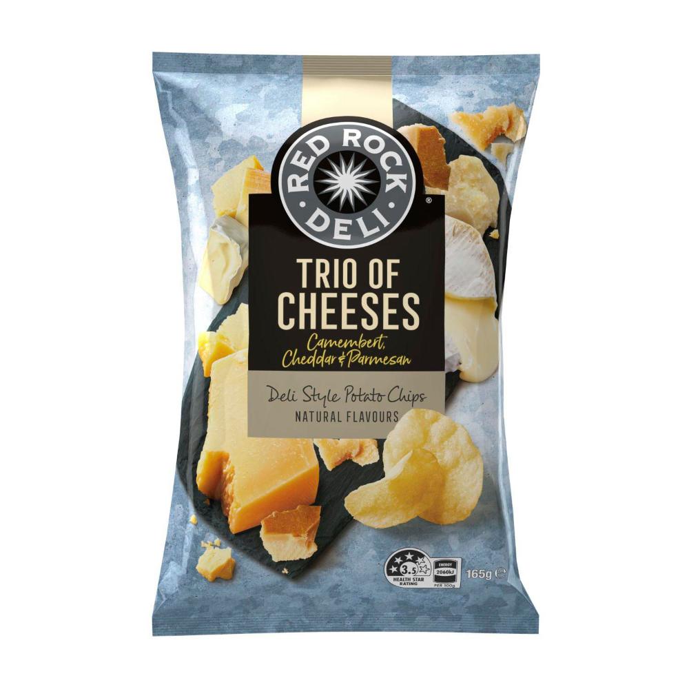 Red Rock Deli Potato Chips Trio Of Cheese - 165g