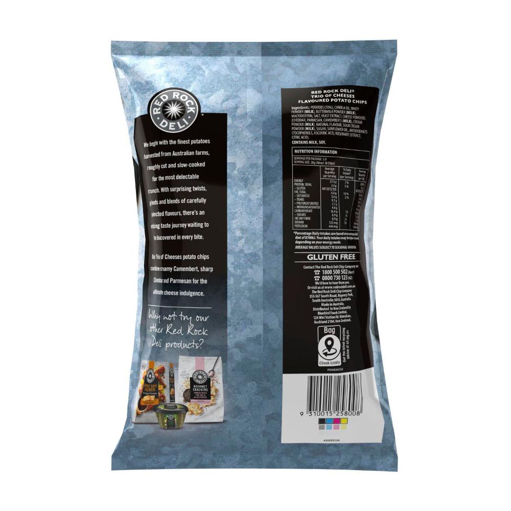 Red Rock Deli Potato Chips Trio Of Cheese - 165g