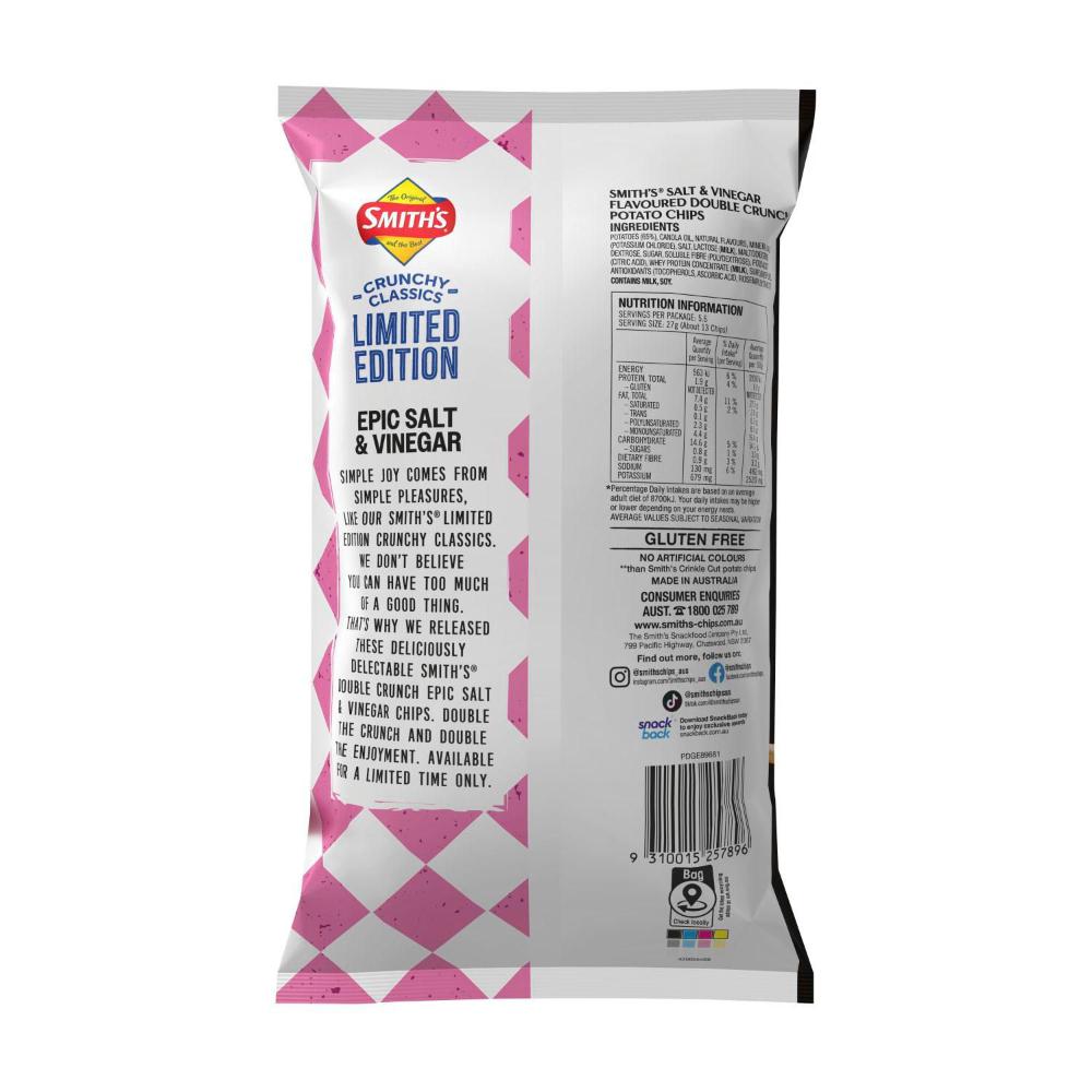 Smiths Double Crunch Epic Salt & Vinegar - 150g