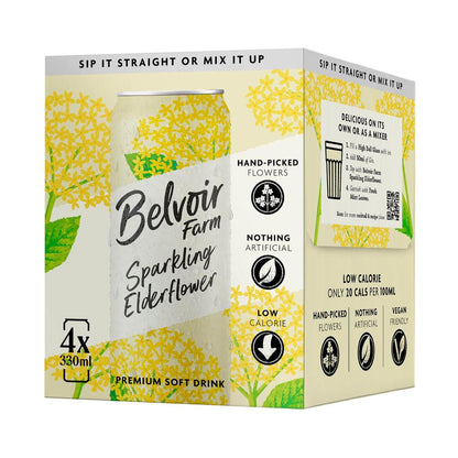 Belvoir Farm Sparkling Elderflower 4x330ml - 4 Pack