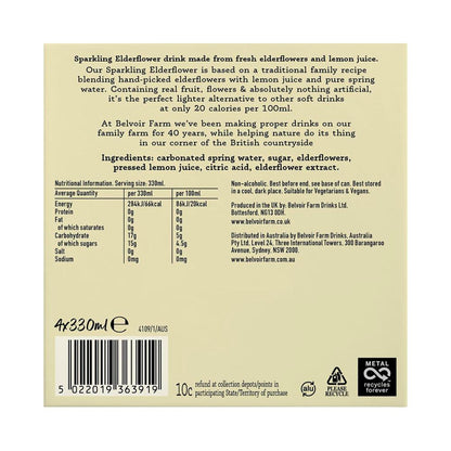 Belvoir Farm Sparkling Elderflower 4x330ml - 4 Pack