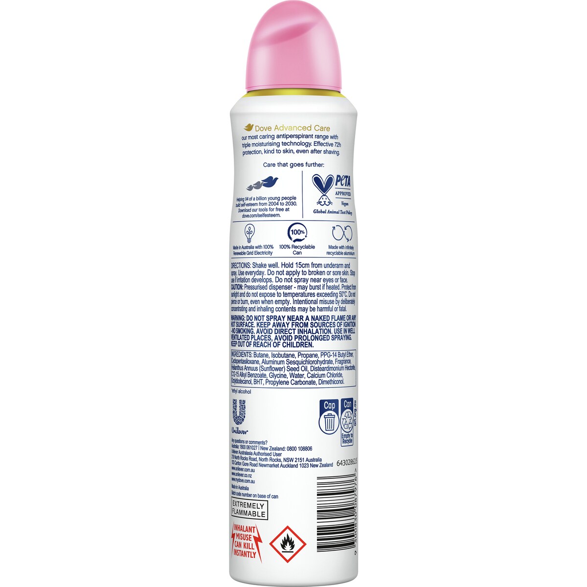 Dove Advanced Care Deodorant Go Fresh Pomegranate & Verbena 250 Ml