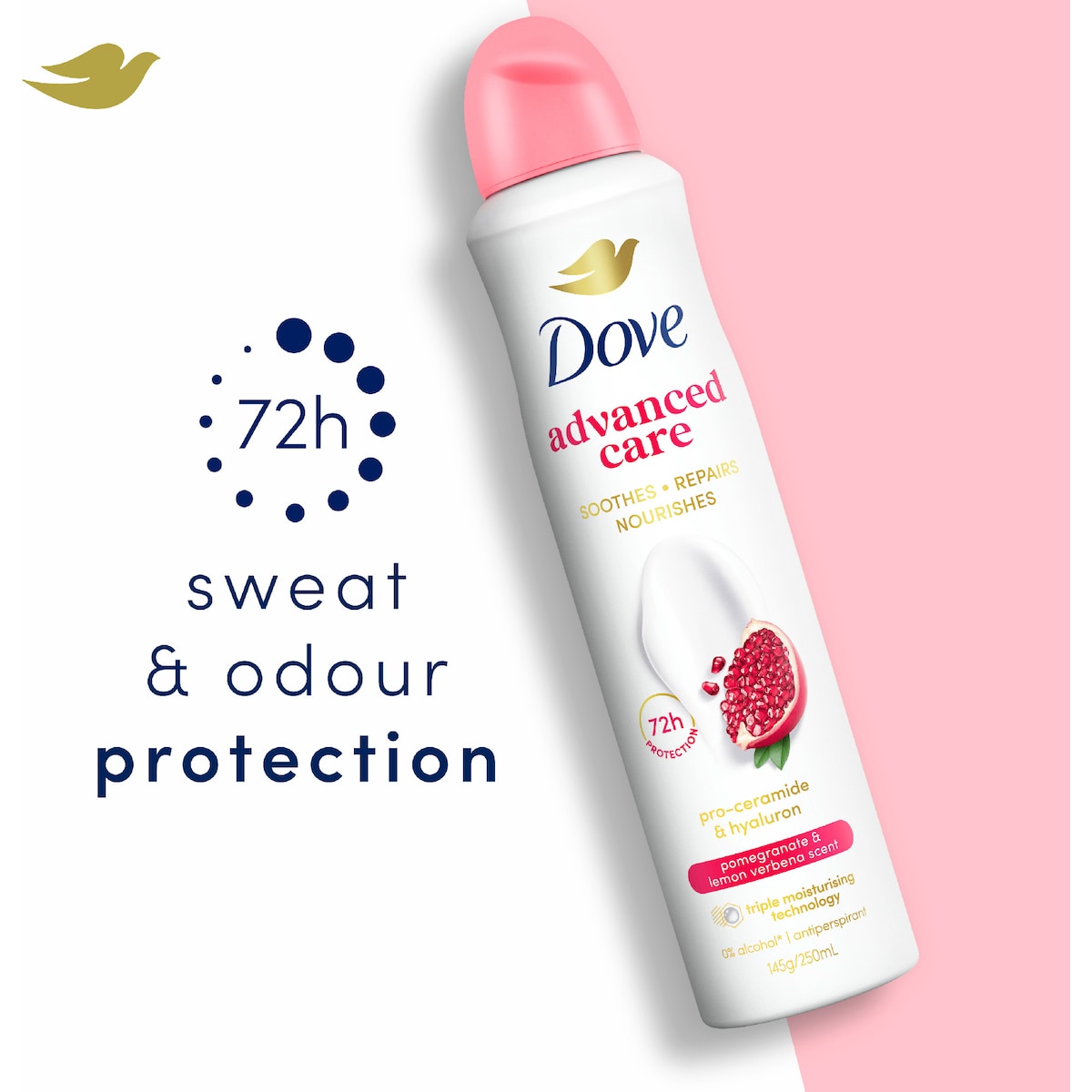 Dove Women Advanced 72hr Deodorant Aerosol Pomegranate 250ml