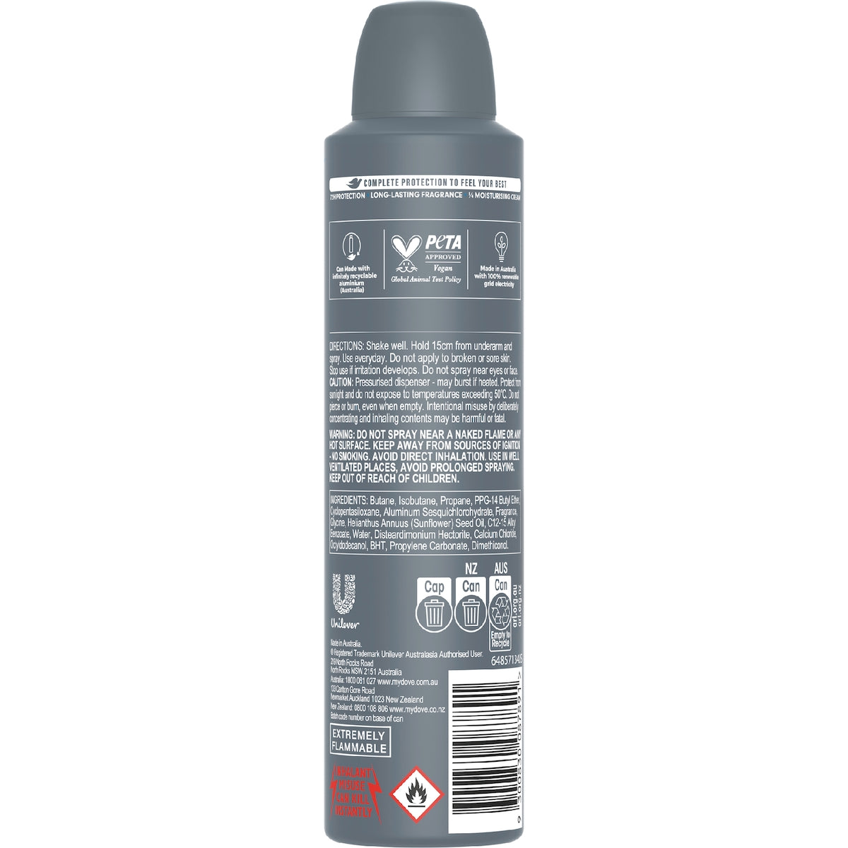 Dove Men+care Advanced 72hr Deodorant Aerosol Clean Comfort 250ml