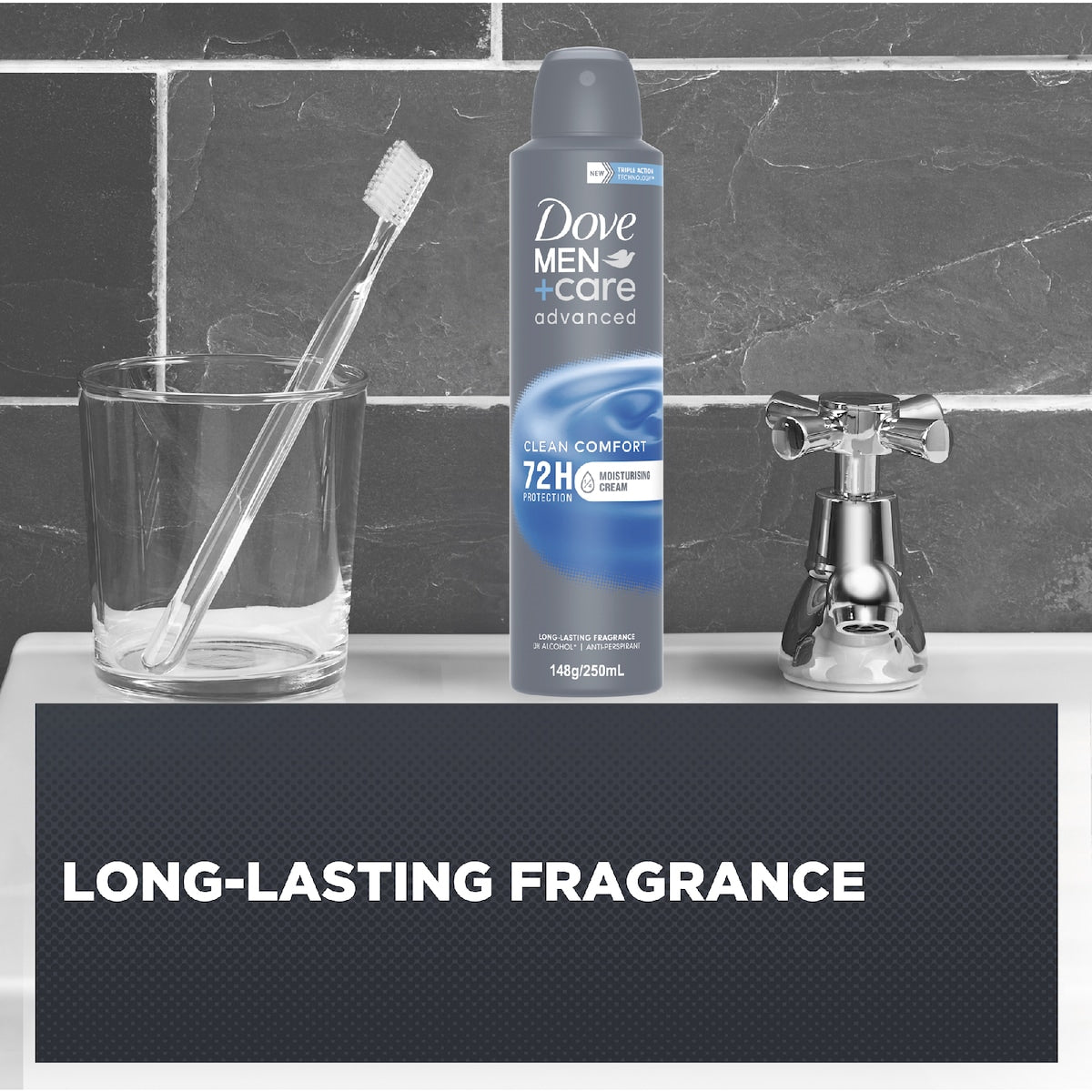 Dove Men+care Advanced 72hr Deodorant Aerosol Clean Comfort 250ml