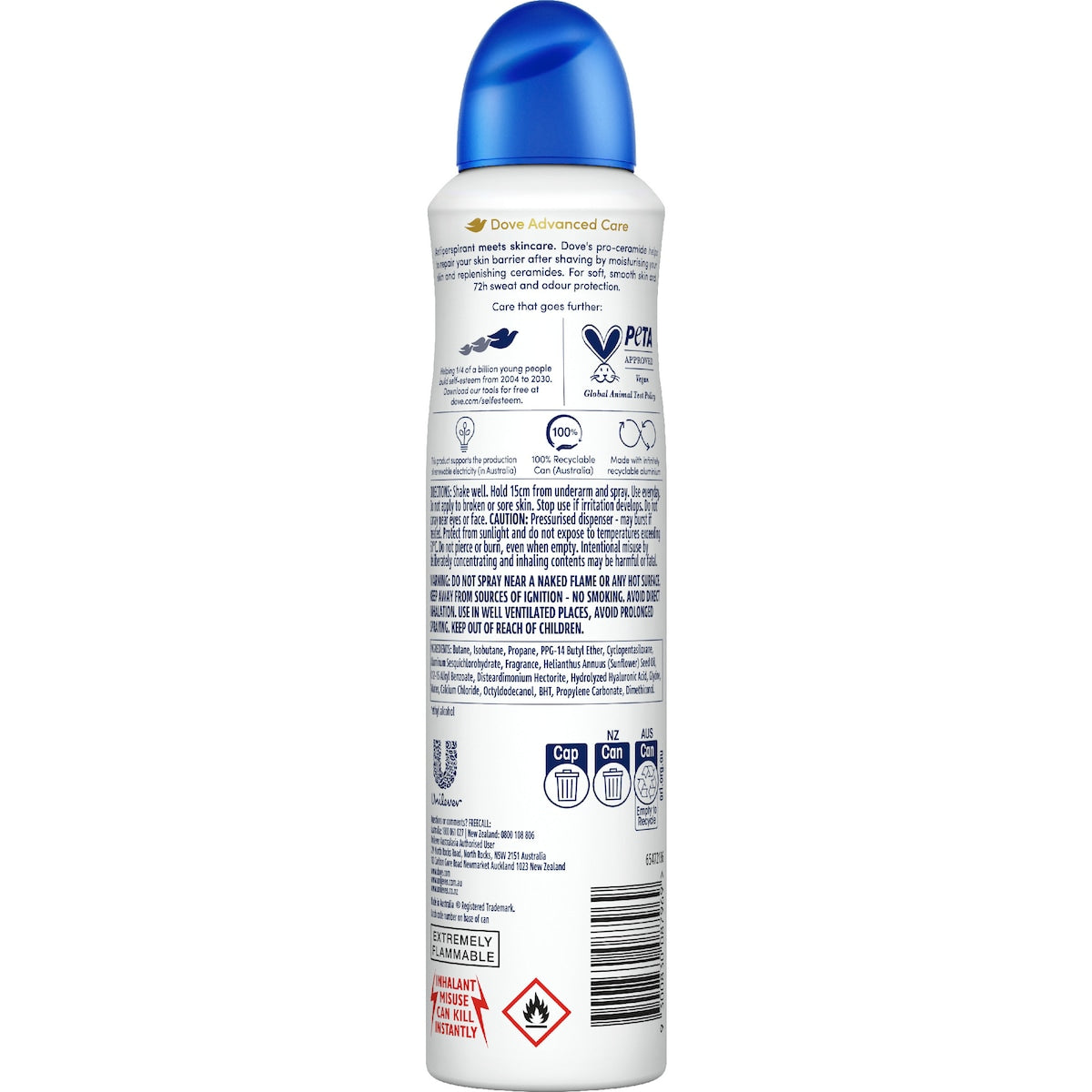 Dove Women Advanced 72hr Deodorant Aerosol Original 250ml