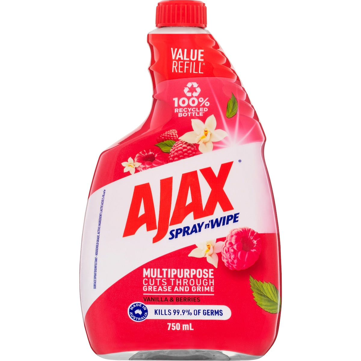 Ajax Spray & Wipe Multipurpose Refill Vanilla & Berries 750mL
