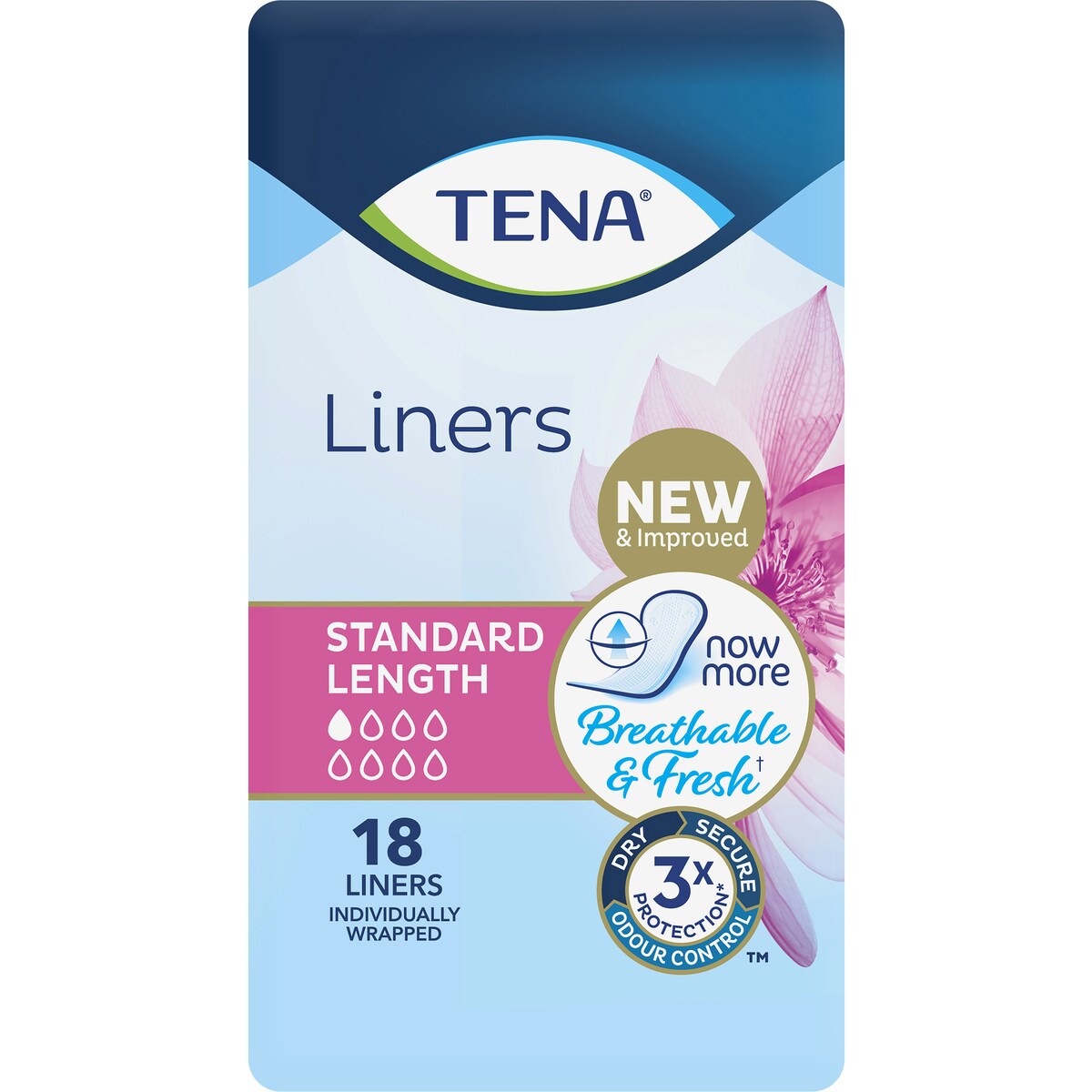Tena Liners Standard Length 18 Pack