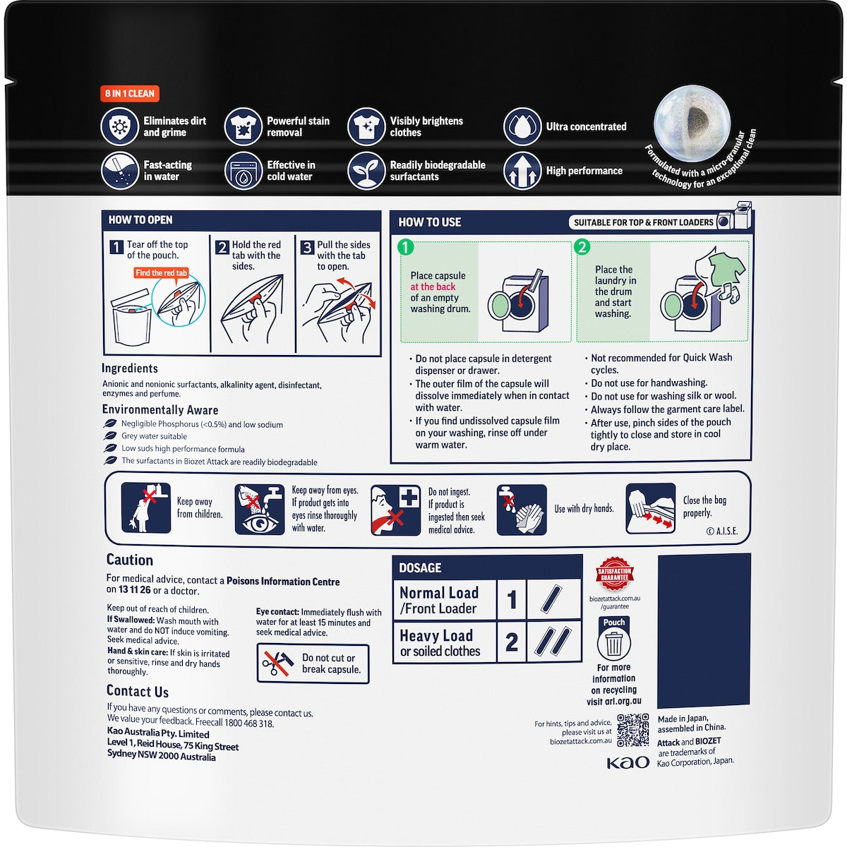 Biozet Attack Power Capsule 8-in-1 Clean Value 50 Pack