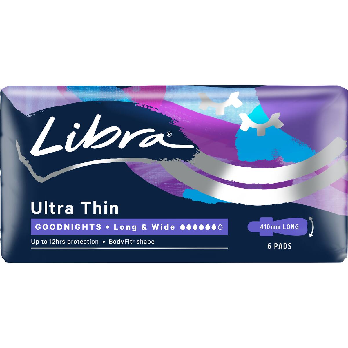 Libra Goodnights Ultra Thin Long & Wide Pads 6 Pack
