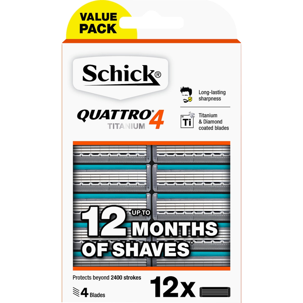 Schick Quattro 4 Titanium Blades 12 pack