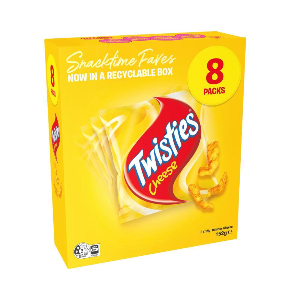 Twisties Cheese Snacks Lunchbox Multipack 8 Pack - 152g