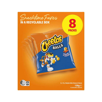 Cheetos Cheese & Bacon Balls Lunchbox Snacks Multipack 8 Pack - 136g