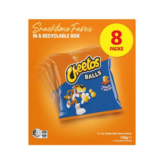 Cheetos Cheese & Bacon Balls Lunchbox Snacks Multipack 8 Pack - 136g