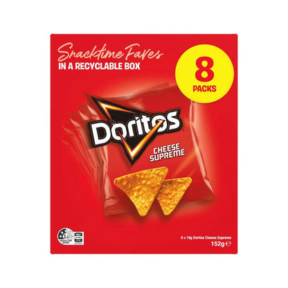Doritos Corn Chips Lunchbox Snacks Multipack Cheese Supreme 8 Pack - 152g