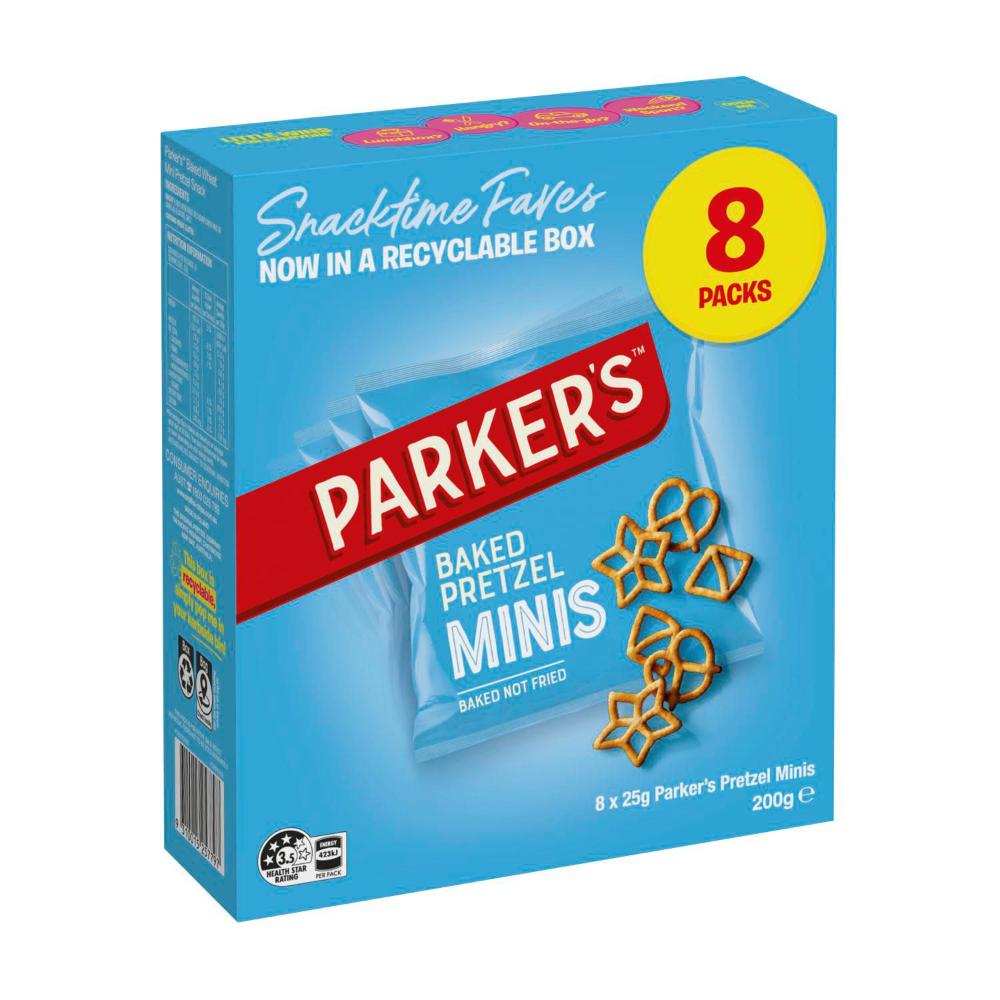 Parkers Pretzels Kids' Lunchbox Snacks Multipack Salted 8 Pack - 200g