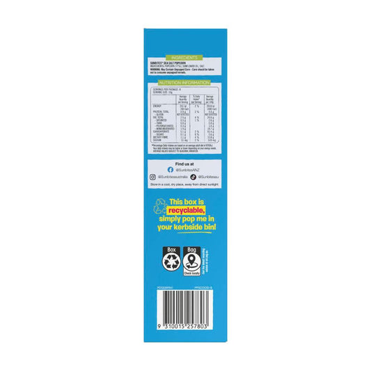 Sunbites Popcorn Kids Lunchbox Multipack Sea Salt 8 Pack - 80g