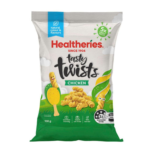 Healtheries Tasty Twist Chicken Multipack Chips Lunchbox Friendly Kids ... 100g