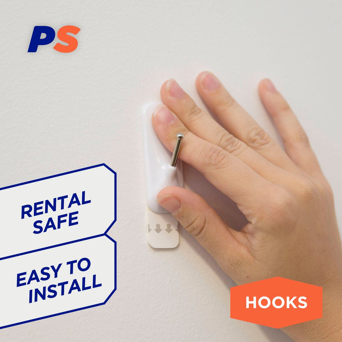 Permastik Large Cosmo Wire Hooks - 4 Pack - Plastic - Removable Adhesive