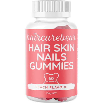 Haircarebear Hair Skin Nails Gummies Peach 60 Pack