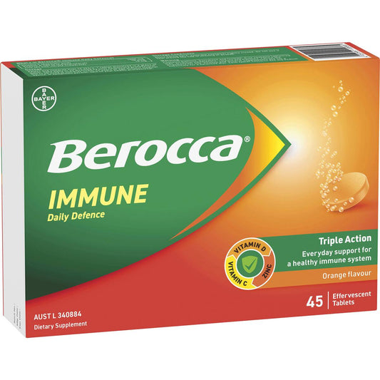Berocca Immune Daily Defence Orange Effervescent Tablets 45 Pack