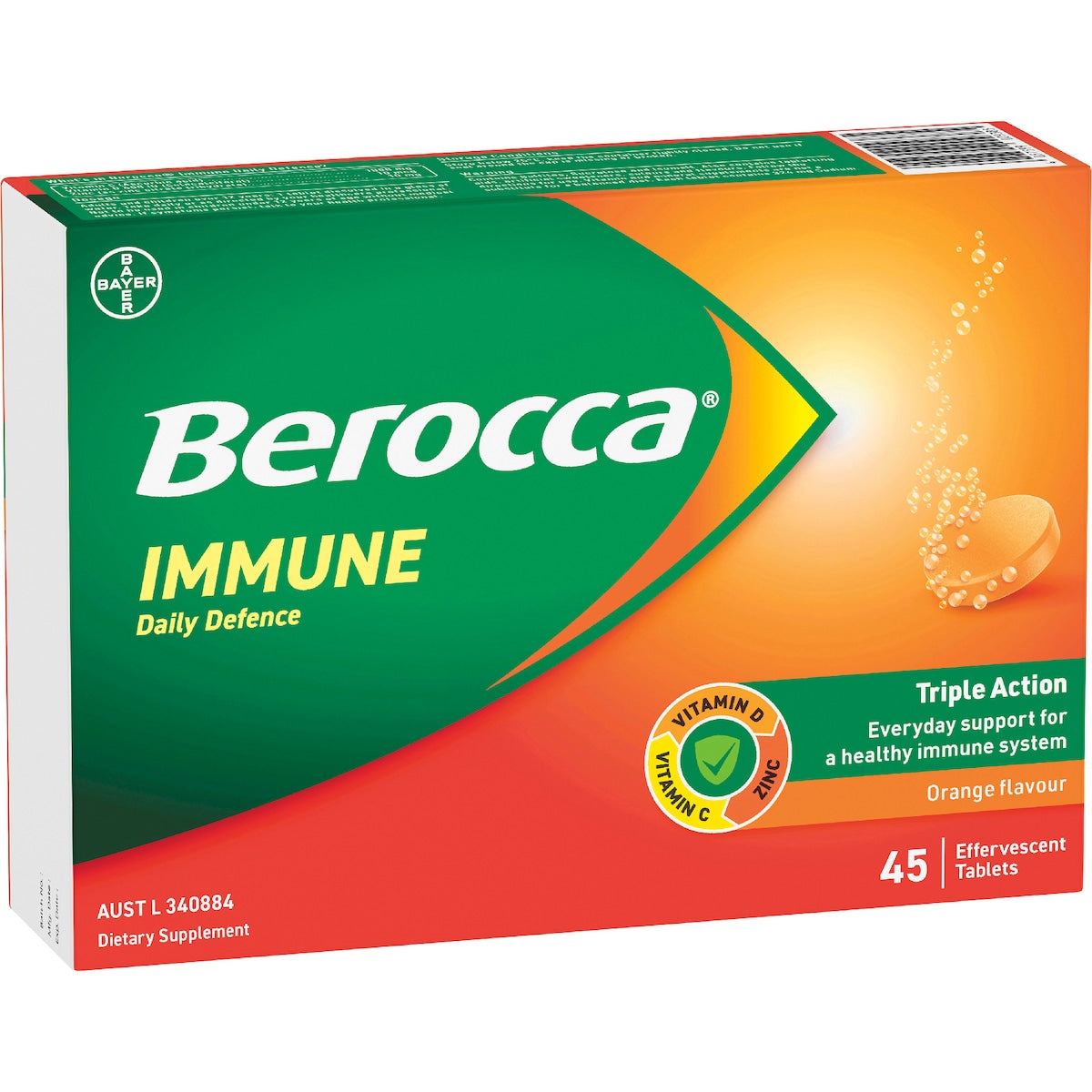 Berocca Immune Daily Defence Orange Effervescent Tablets 45