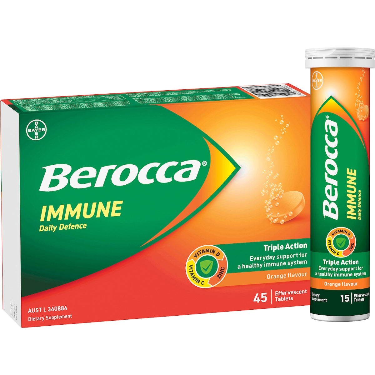 Berocca Immune Daily Defence Orange Effervescent Tablets 45