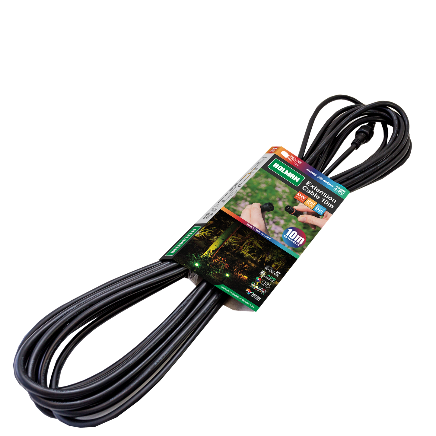 Holman RGB Colour Garden Light Extension Cable - 10m - Black